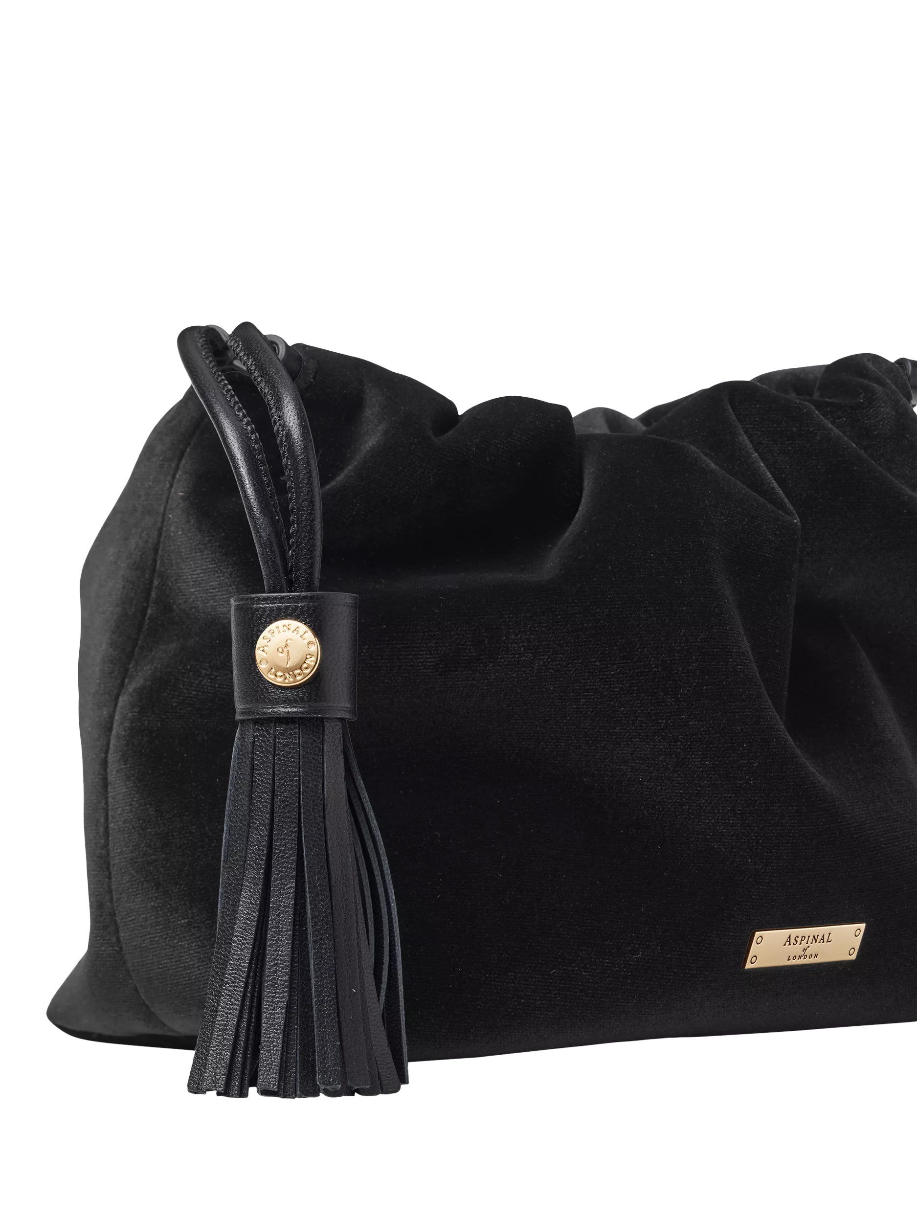 Aspinal of London Amelia black velvet evening bag, imported from the UK