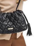 Aspinal of London black quilted leather evening bag, imported from the UK