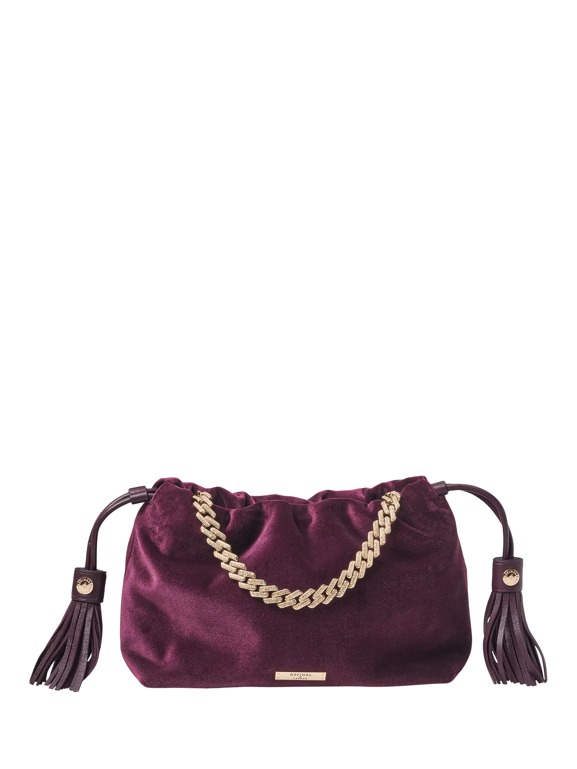 Aspinal of London Cassis velvet evening bag, imported from the UK