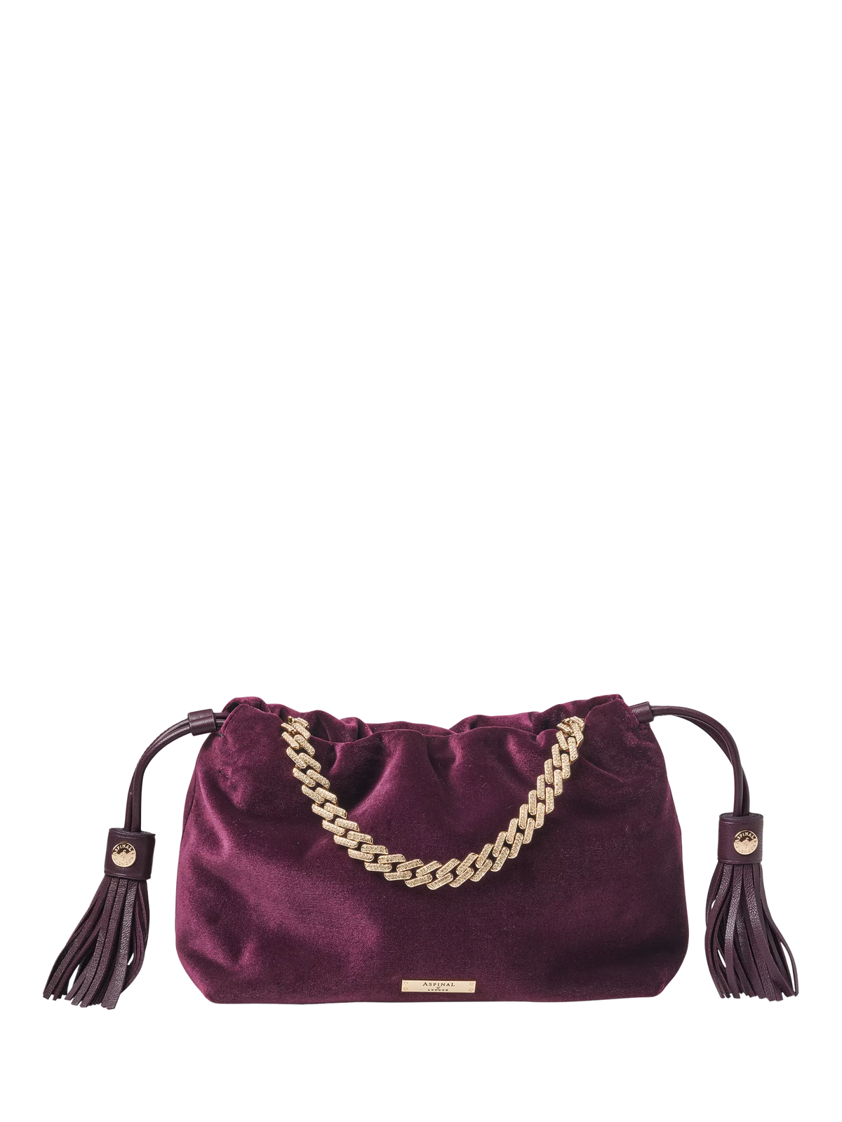 Aspinal of London Cassis velvet evening bag, imported from the UK