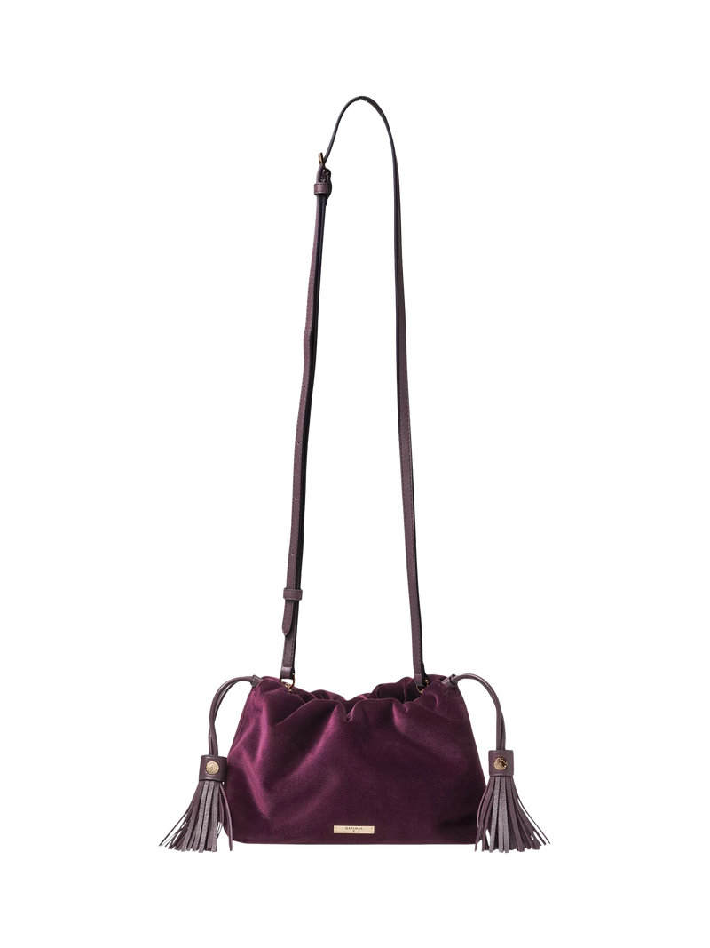 Aspinal of London Cassis velvet evening bag, imported from the UK
