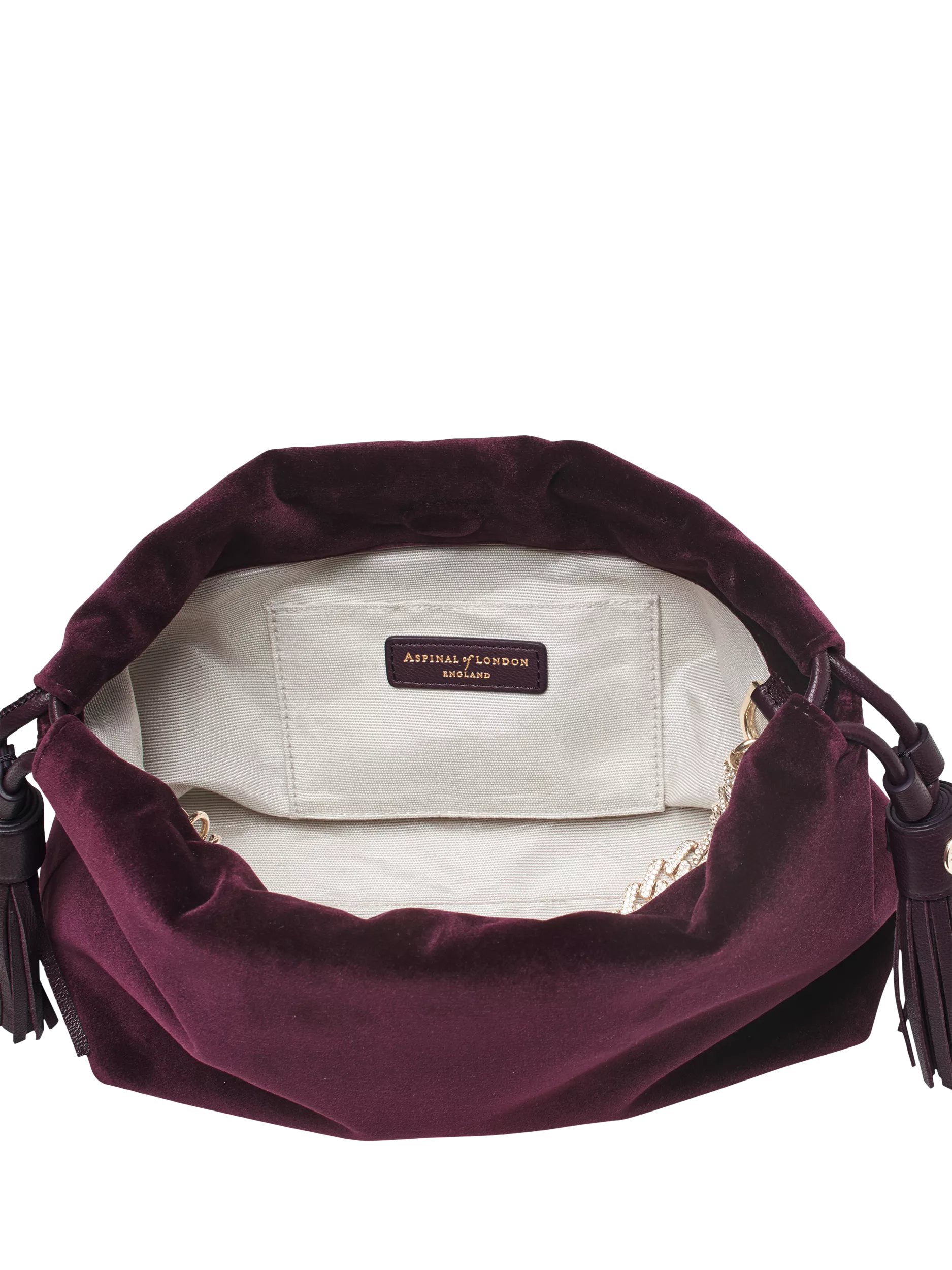 Aspinal of London Cassis velvet evening bag, imported from the UK