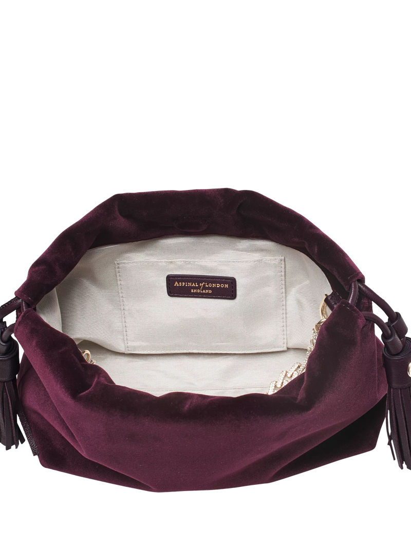 Aspinal of London Cassis velvet evening bag, imported from the UK
