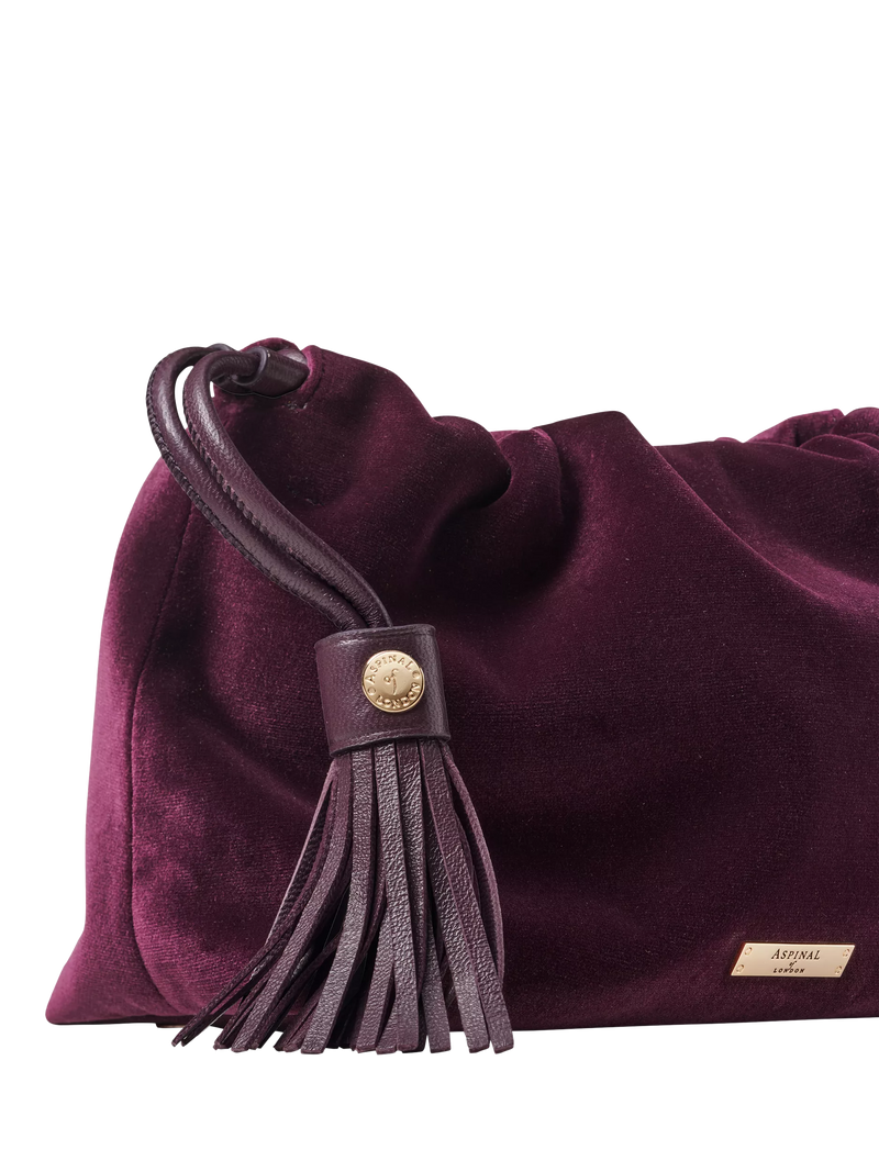 Aspinal of London Cassis velvet evening bag, imported from the UK