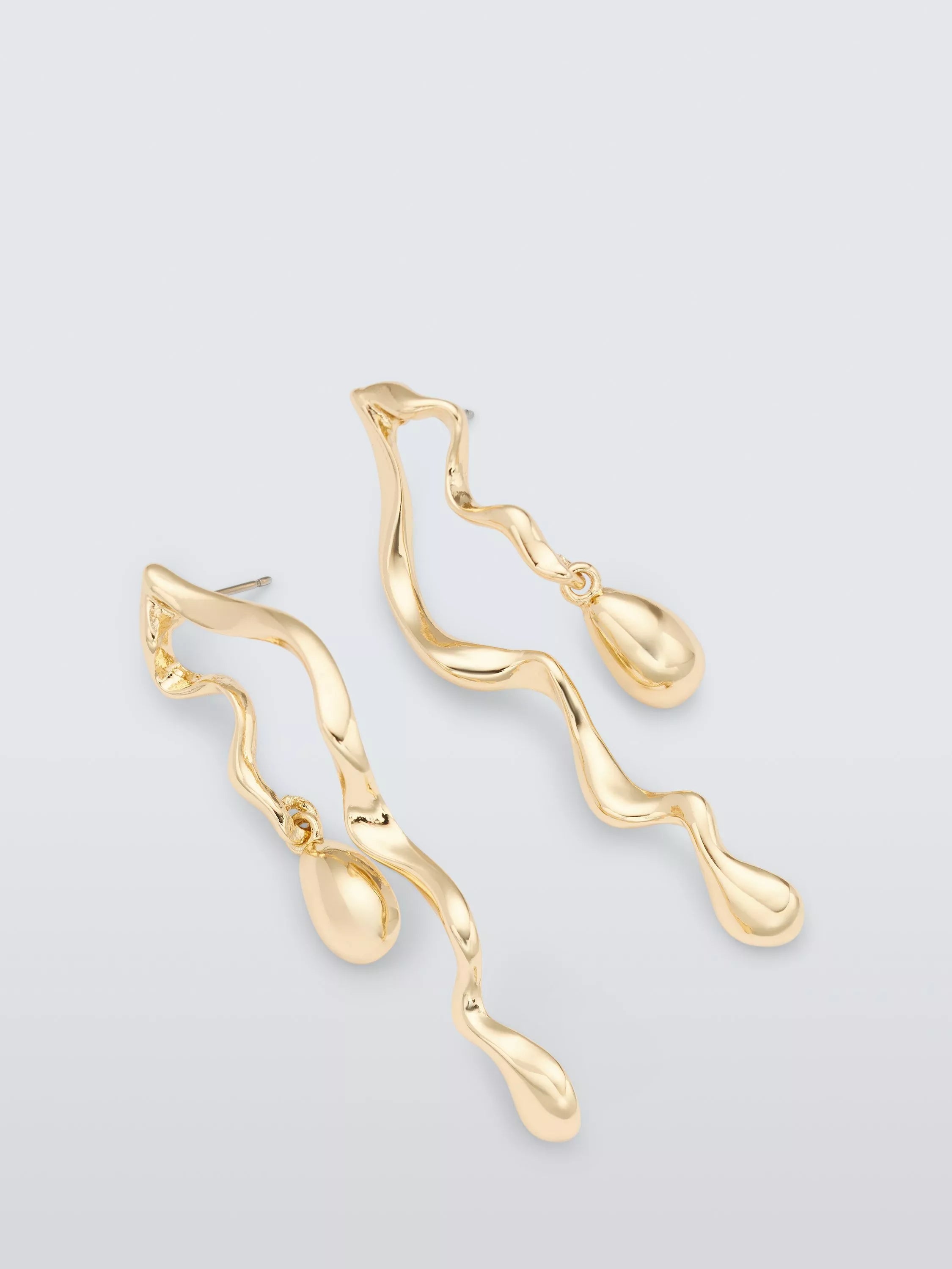 John Lewis double wavy bar statement earrings in gold (British brand)