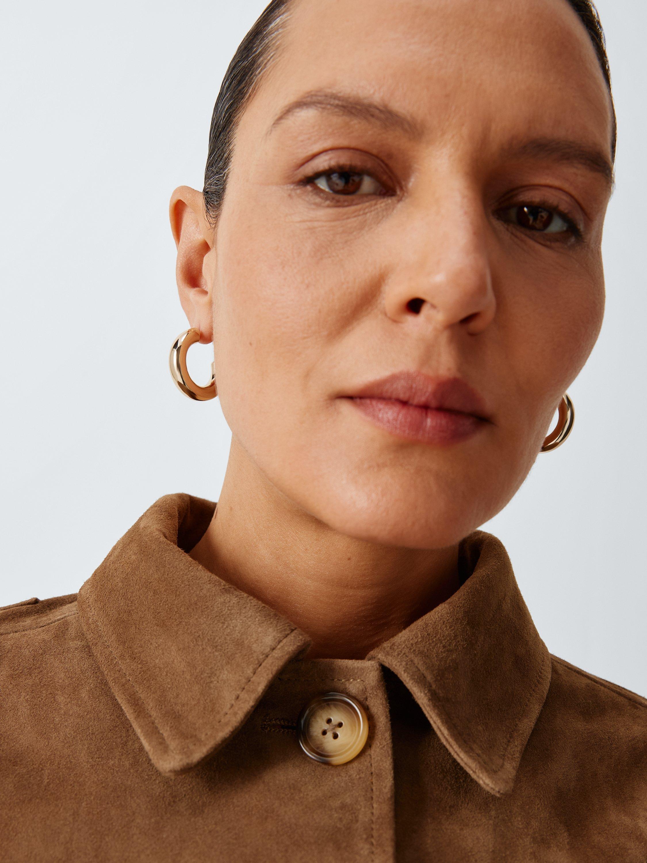 John Lewis medium polished half hoop earrings gold plated (British brand)