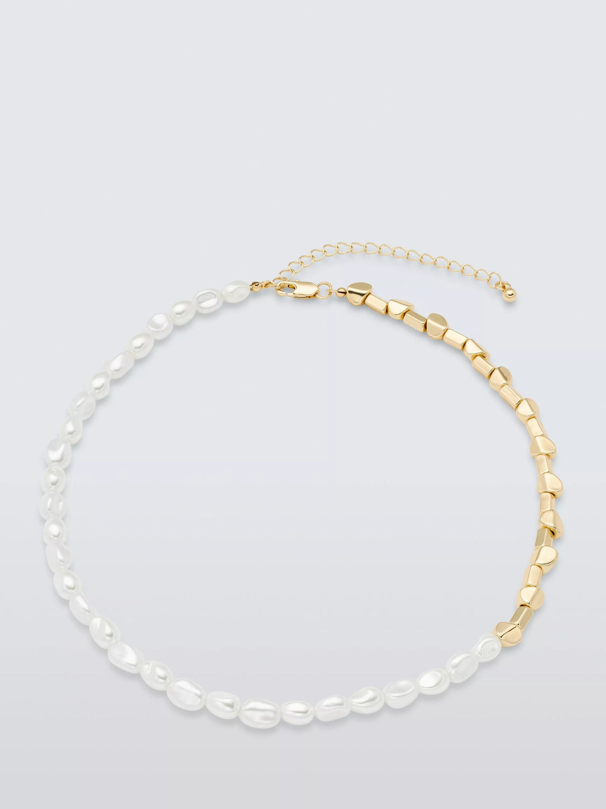 John Lewis faux pearl and metal beaded necklace gold white, imported from the UK