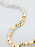 John Lewis faux pearl and metal beaded necklace gold white, imported from the UK