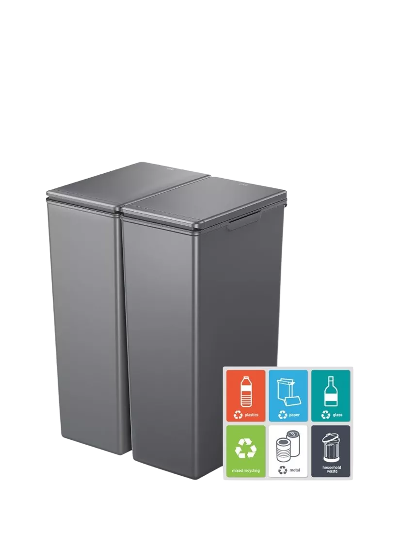 EKO twin touch waste bin grey 30L, imported from the UK