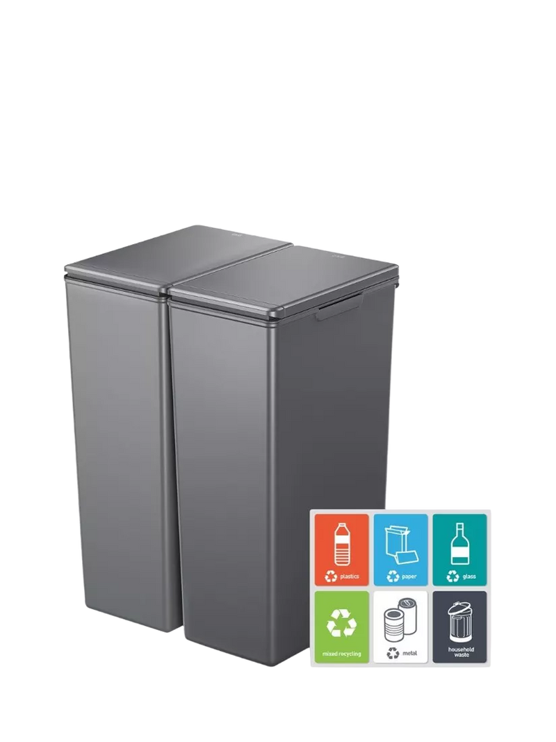 EKO twin touch waste bin grey 30L, imported from the UK