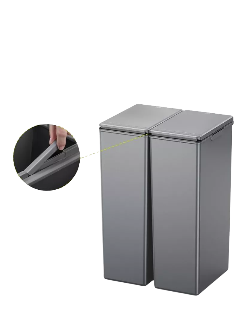 EKO Morandi twin touch bin grey 40L, imported from the UK