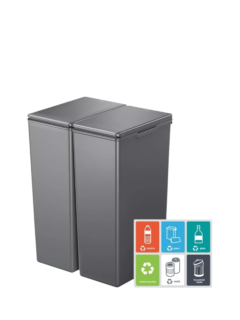 EKO Morandi twin touch bin grey 40L, imported from the UK