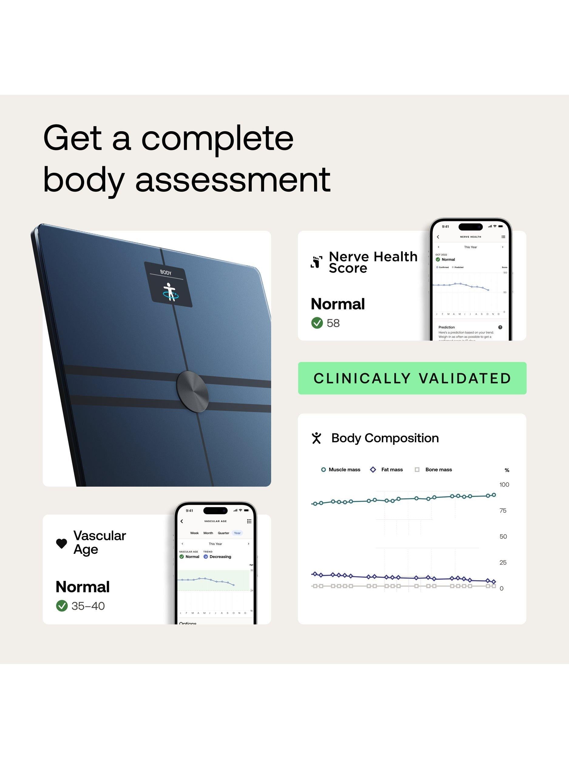 Withings Body Comp smart bathroom scale with body composition tracking, UK version