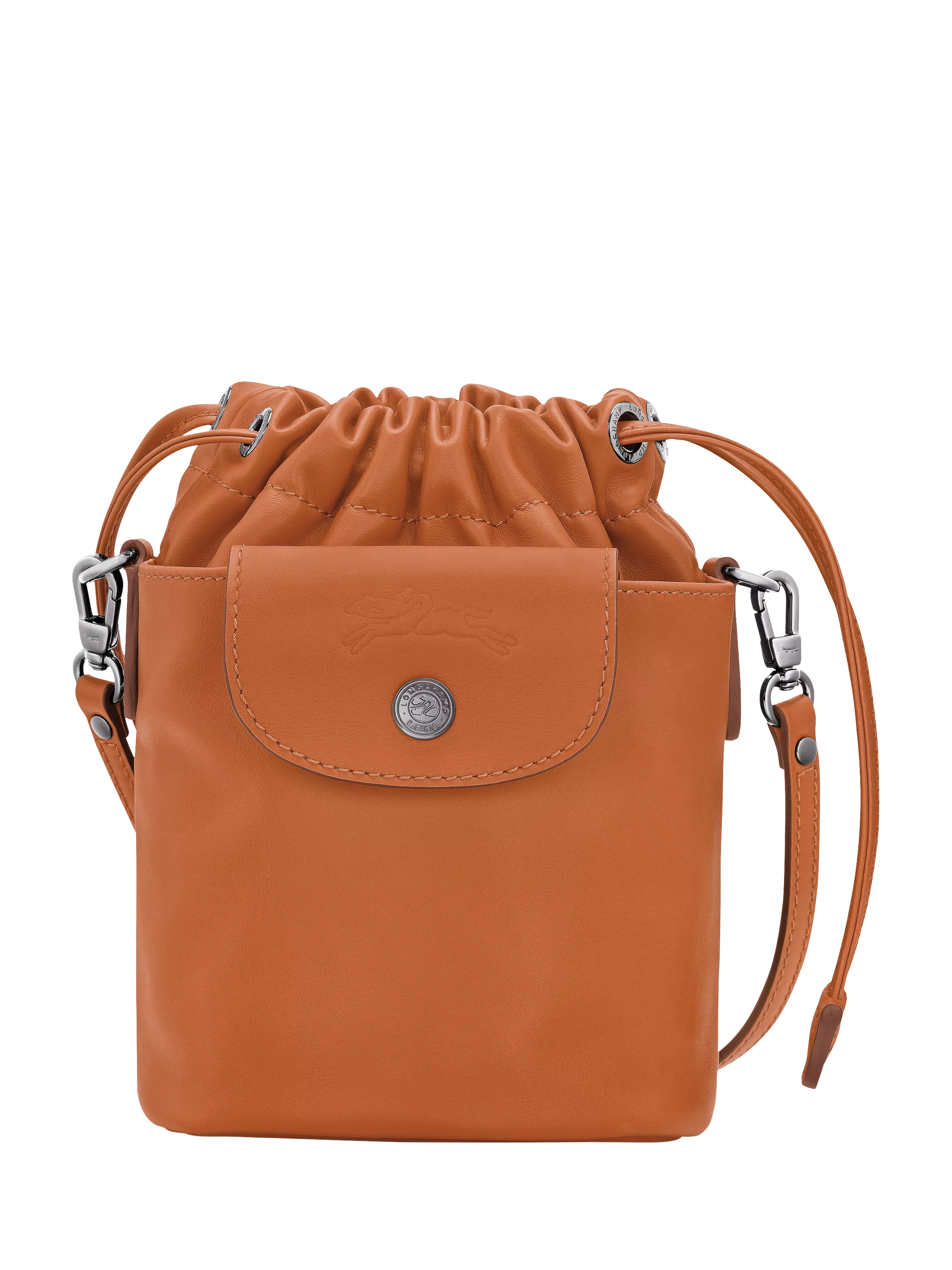 Longchamp Pliage Extra Small Leather Bucket Bag, Cashew
