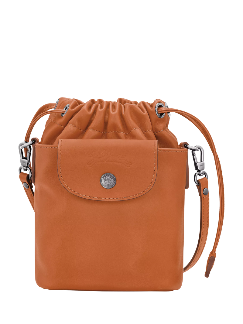Longchamp Pliage Extra Small Leather Bucket Bag, Cashew