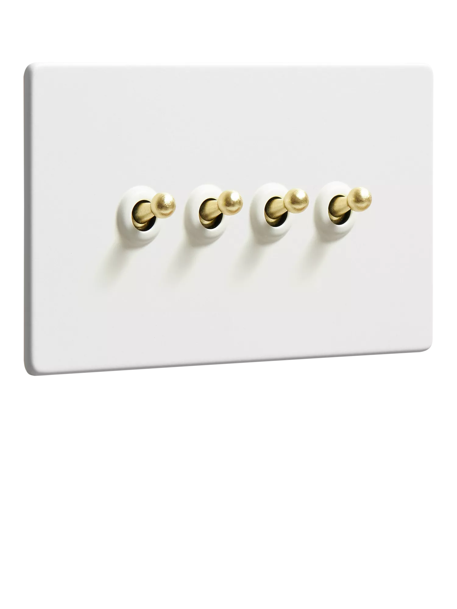 Dowsing & Reynolds soft white quadruple toggle switch, imported from the UK
