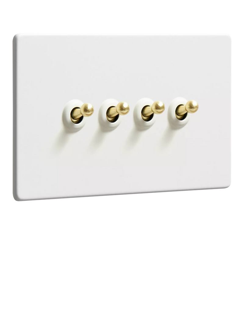 Dowsing & Reynolds soft white quadruple toggle switch, imported from the UK