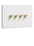 Dowsing & Reynolds soft white quadruple toggle switch, imported from the UK