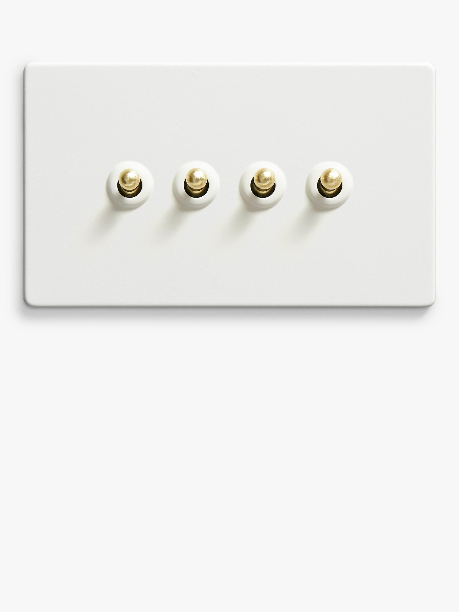 Dowsing & Reynolds soft white quadruple toggle switch, imported from the UK