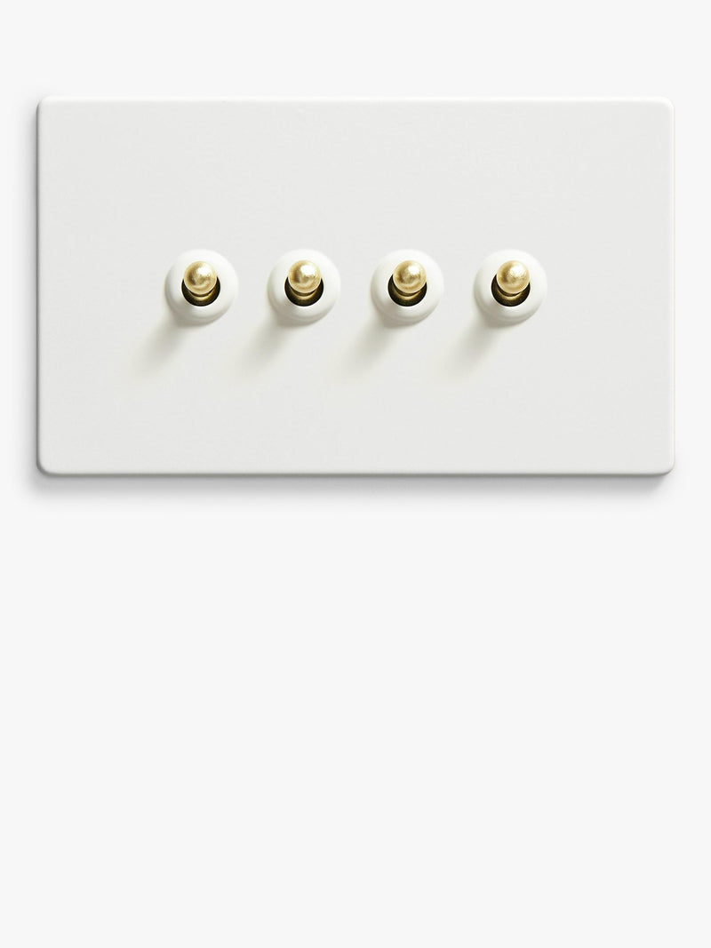 Dowsing & Reynolds soft white quadruple toggle switch, imported from the UK