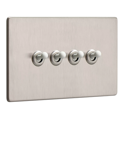 John Lewis Dowsing & Reynolds Soft Silver Quadruple Toggle Switch- Buy online at McGrocer