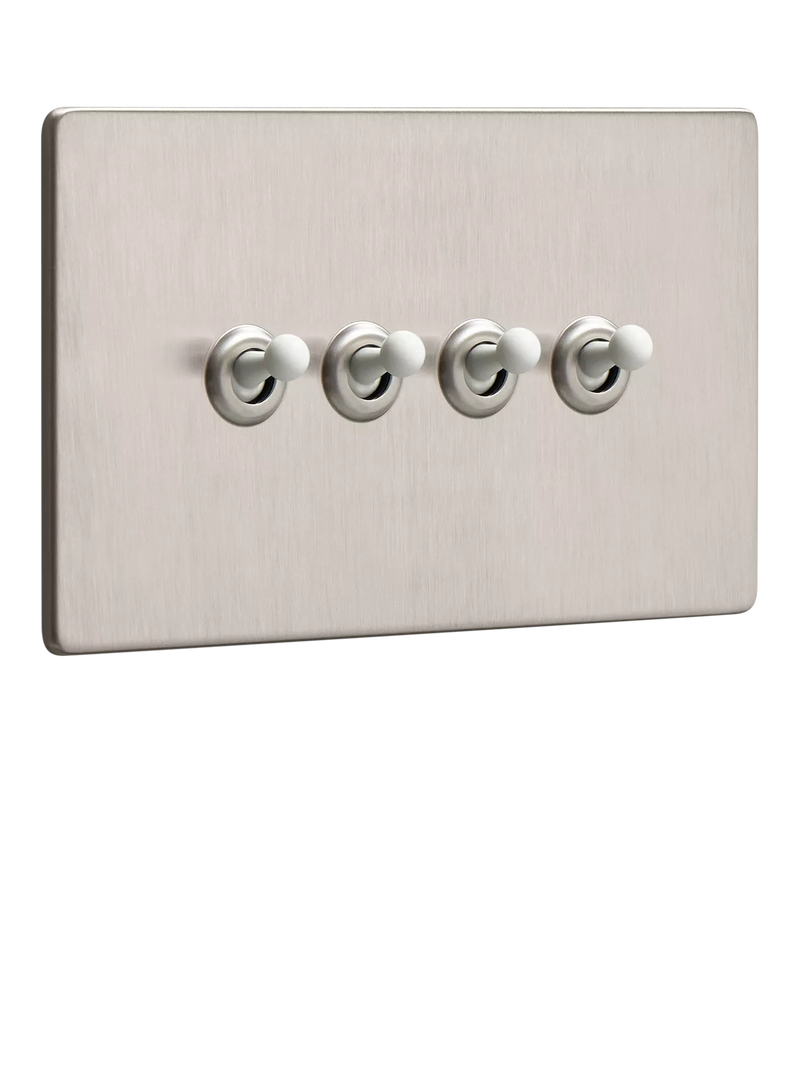 Dowsing & Reynolds soft silver quadruple toggle switch, imported from the UK