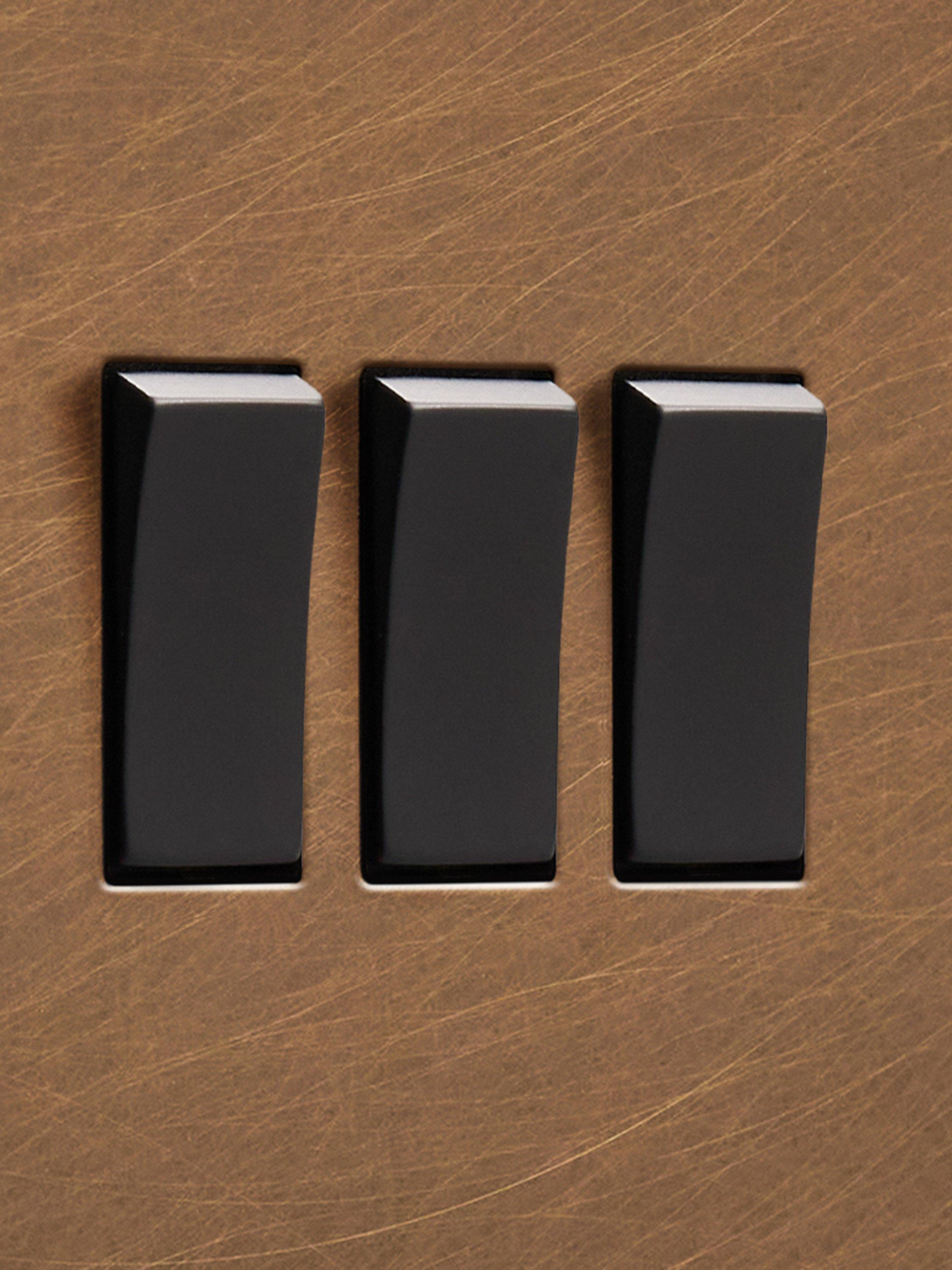 Dowsing & Reynolds antique brass triple rocker switch (British brand)