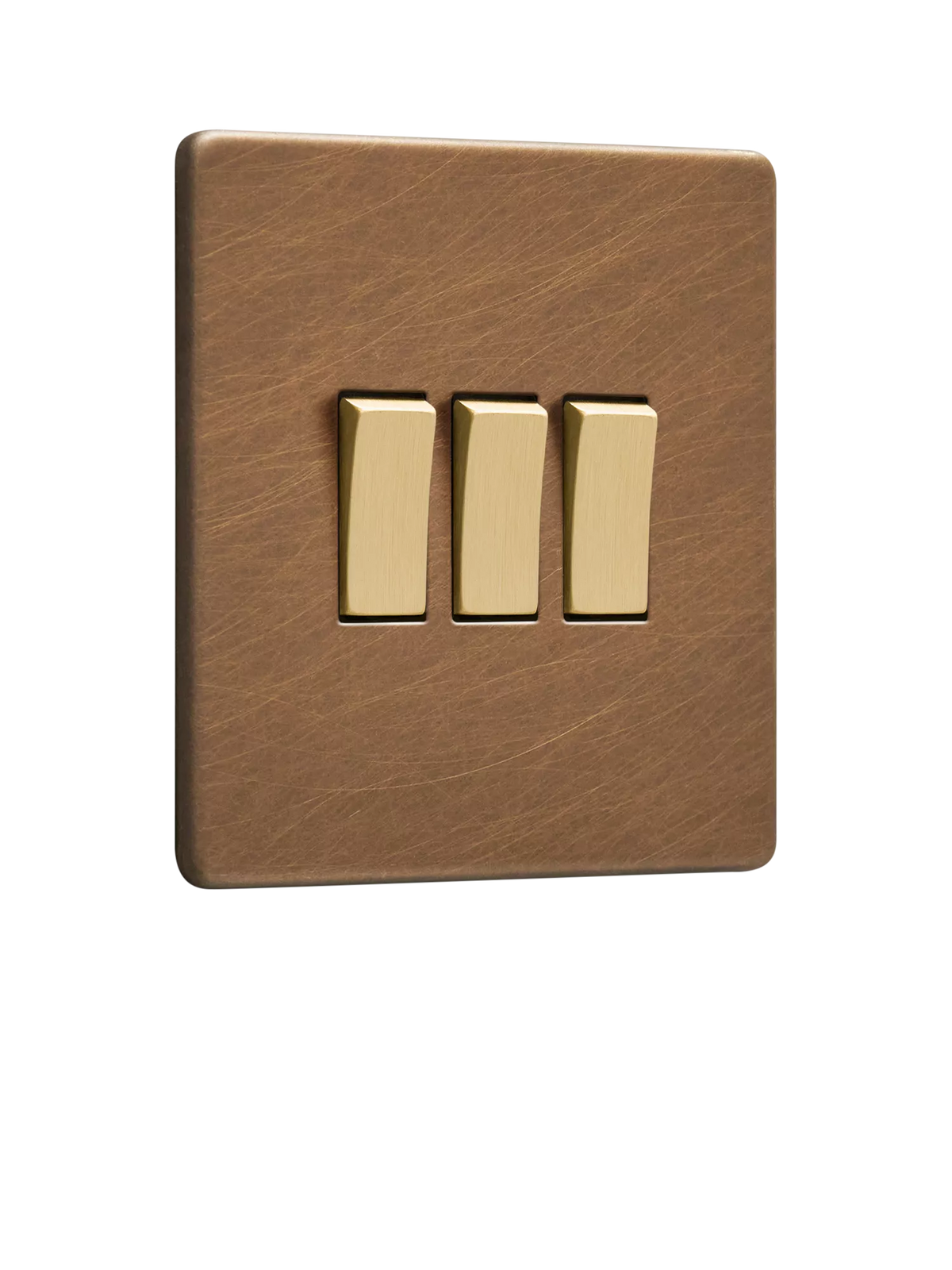 Dowsing & Reynolds antique brass triple rocker switch (British brand)