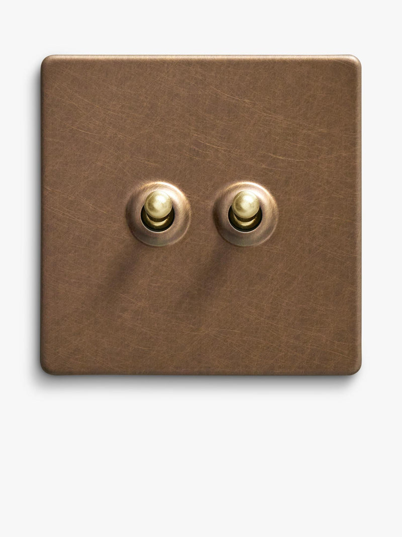 Dowsing & Reynolds antique brass double toggle switch, UK version