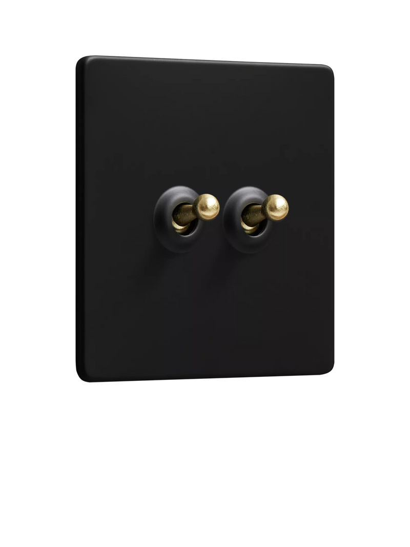Dowsing & Reynolds Matt Black Double Toggle Light Switch