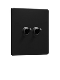Dowsing & Reynolds matt black double toggle switch - British product