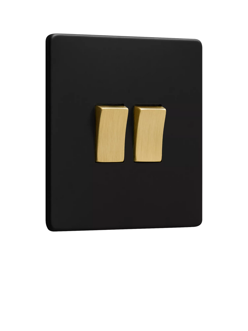 Dowsing & Reynolds Matt Black Double Rocker Light Switch