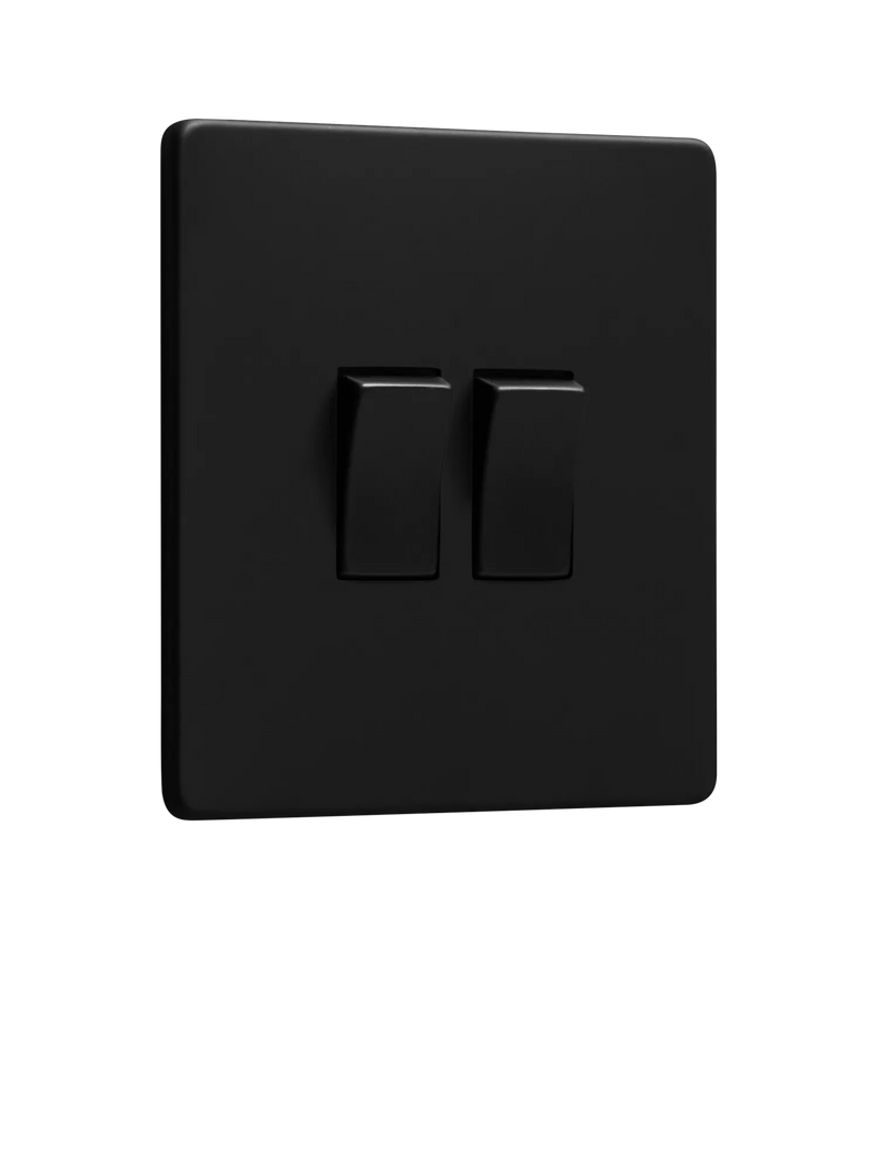 Dowsing & Reynolds matt black double rocker switch, UK version