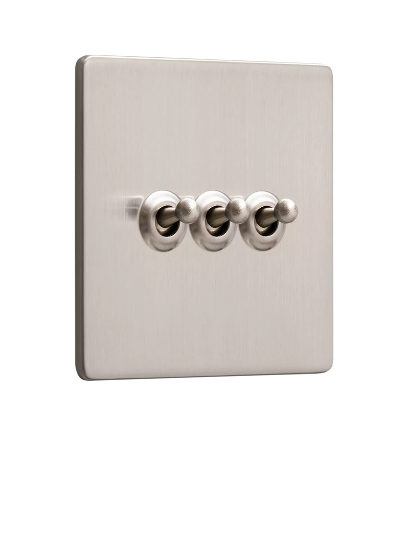 Dowsing & Reynolds Silver Triple Toggle Light Switch