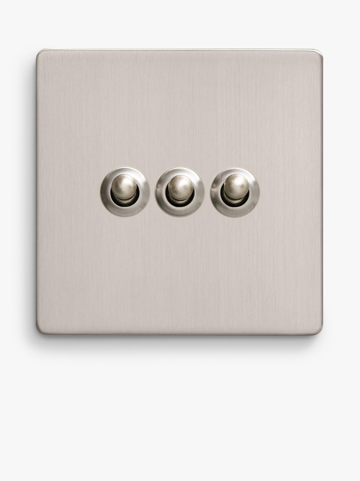 Dowsing & Reynolds silver triple toggle light switch, imported from the UK