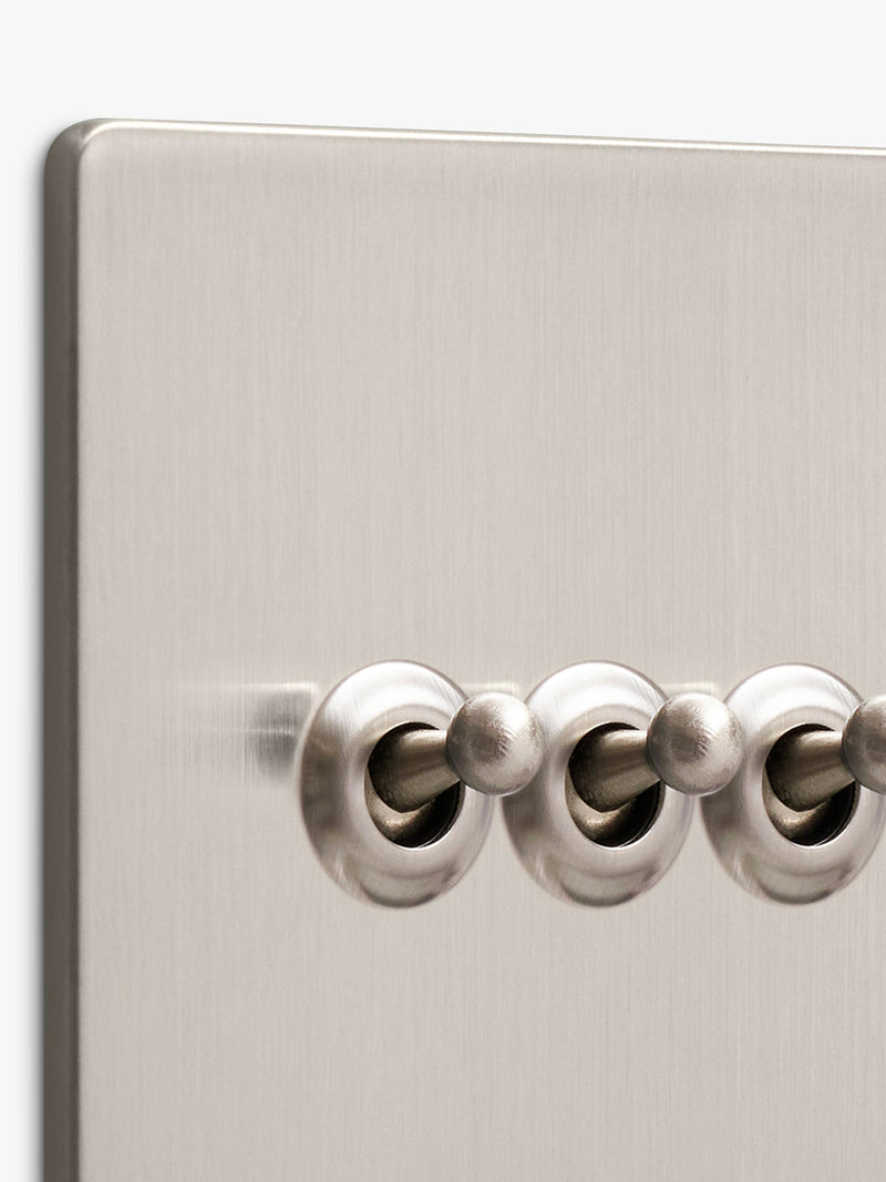Dowsing & Reynolds silver triple toggle light switch, imported from the UK