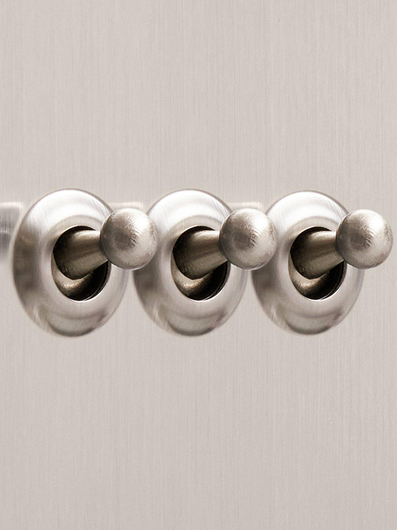 Dowsing & Reynolds silver triple toggle light switch, imported from the UK