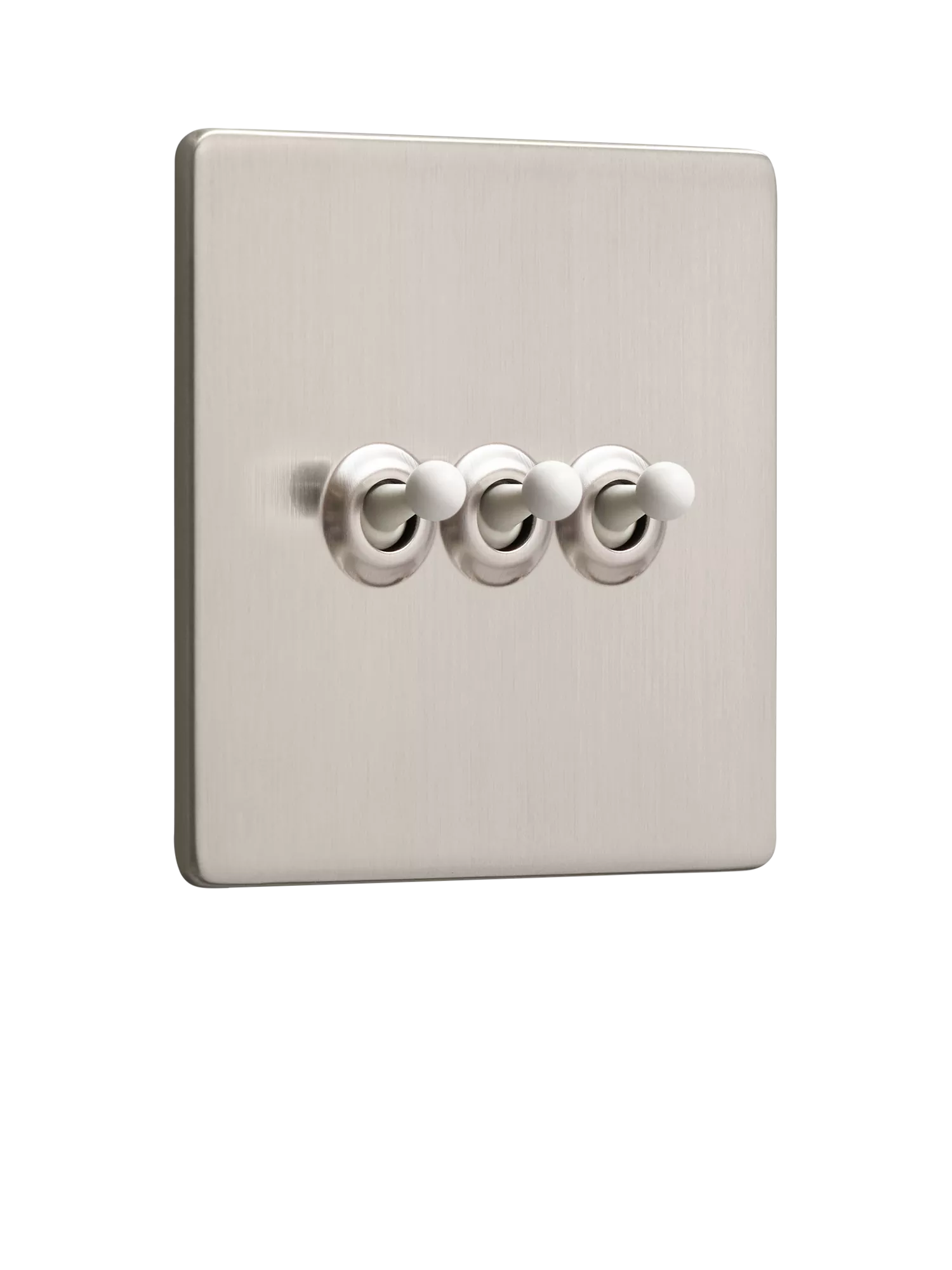 Dowsing & Reynolds silver triple toggle light switch, imported from the UK