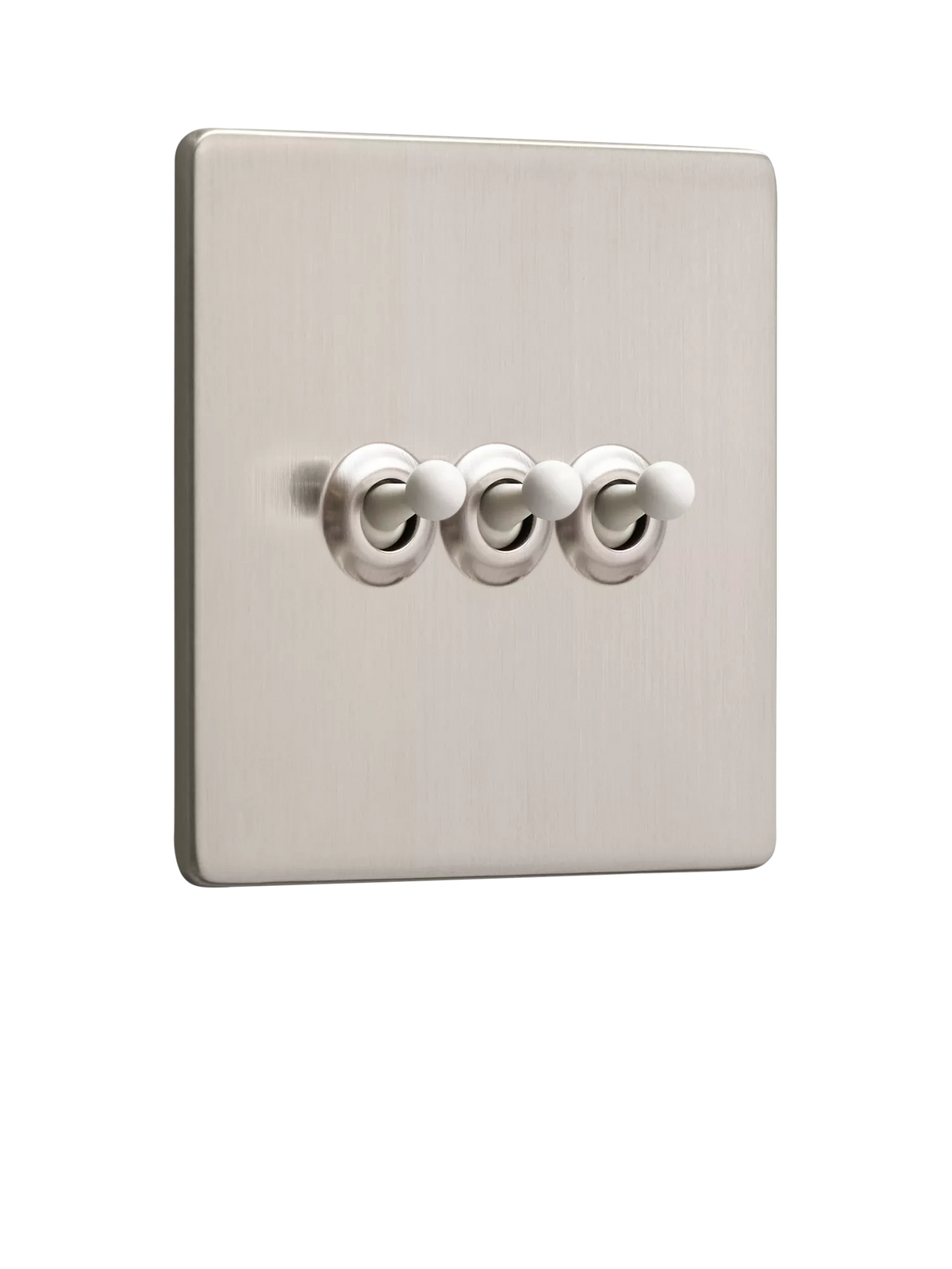 Dowsing & Reynolds silver triple toggle light switch, imported from the UK