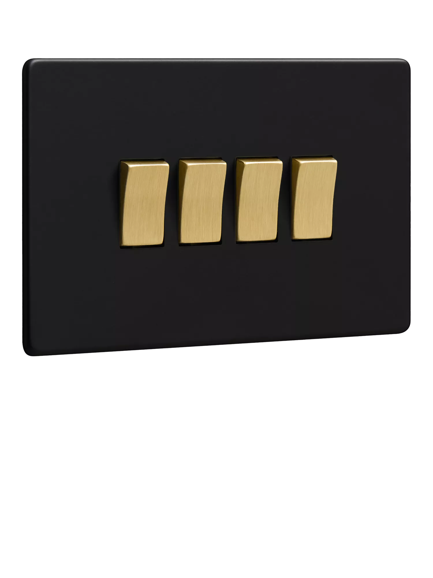 Dowsing & Reynolds Matt Black Quadruple Rocker Light Switch