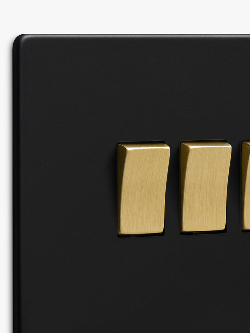 Dowsing & Reynolds quadruple rocker switch matt black, imported from the UK