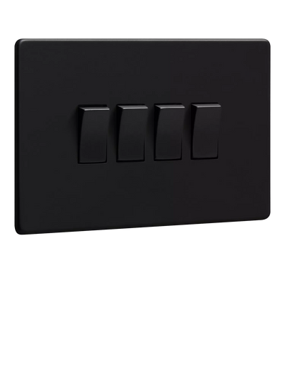 John Lewis Dowsing & Reynolds Matt Black Quadruple Rocker Light Switch- Buy online at McGrocer
