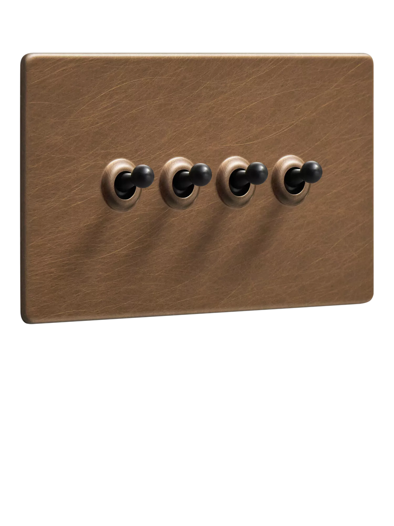 Dowsing & Reynolds Antique Brass Quadruple Toggle Switch