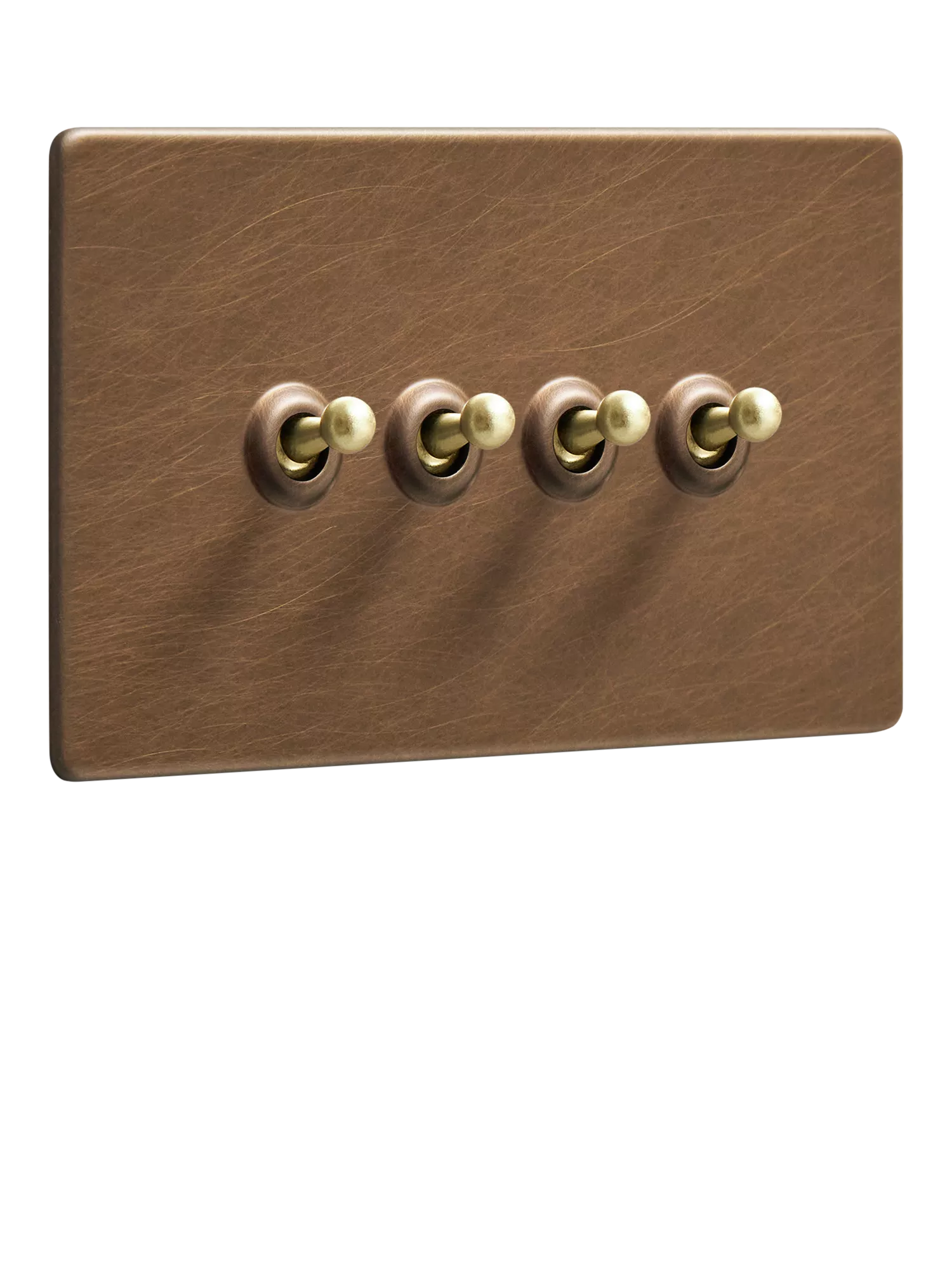 Dowsing & Reynolds antique brass quadruple toggle switch (British brand)