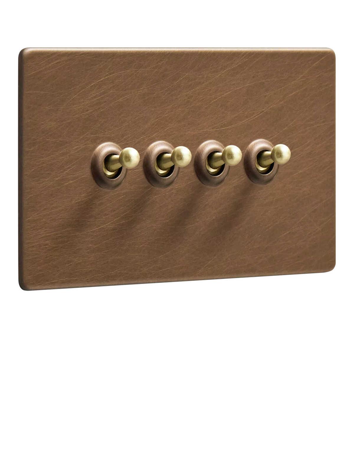 Dowsing & Reynolds antique brass quadruple toggle switch (British brand)
