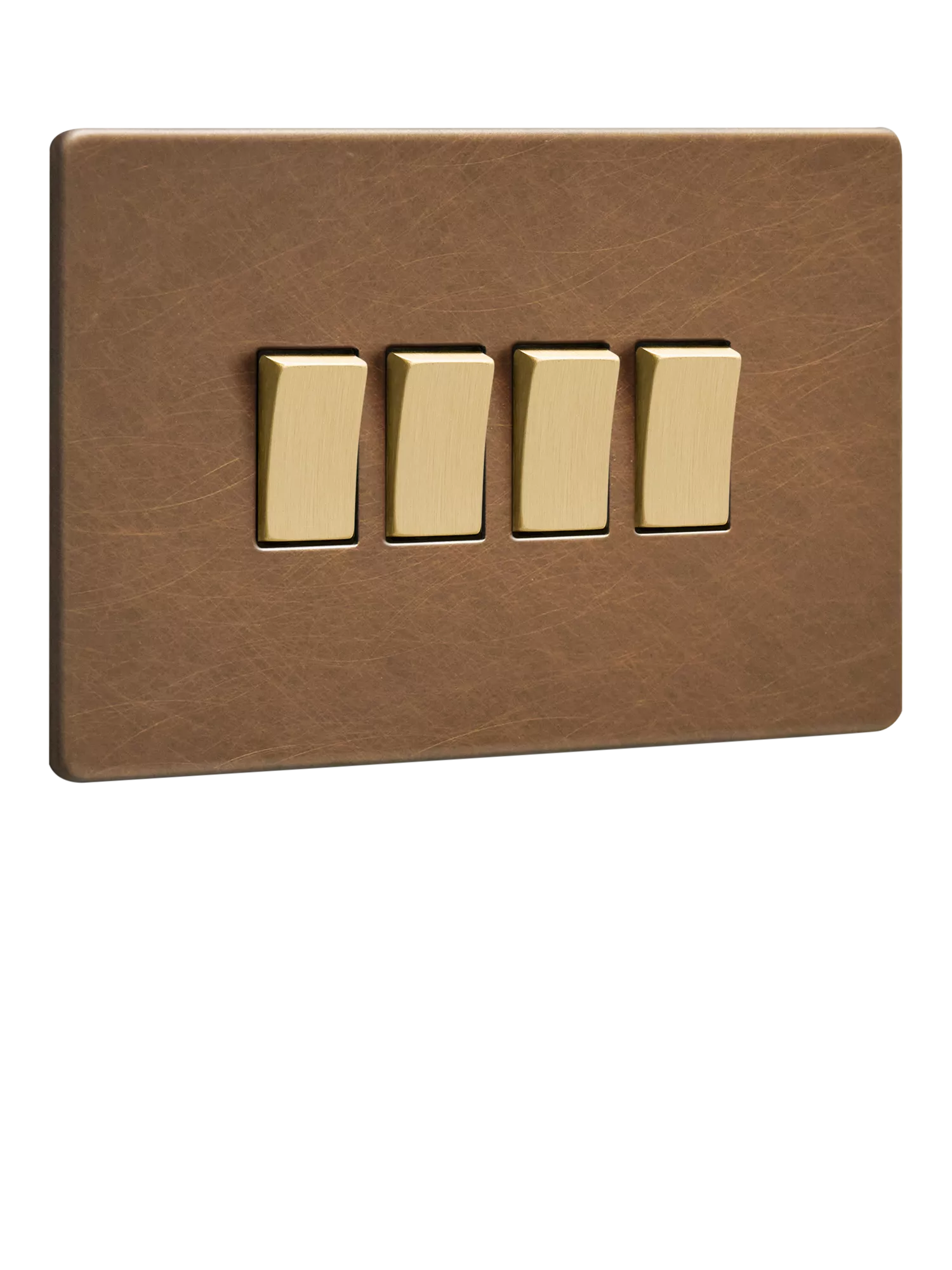 Dowsing & Reynolds antique brass quadruple rocker switch - British product