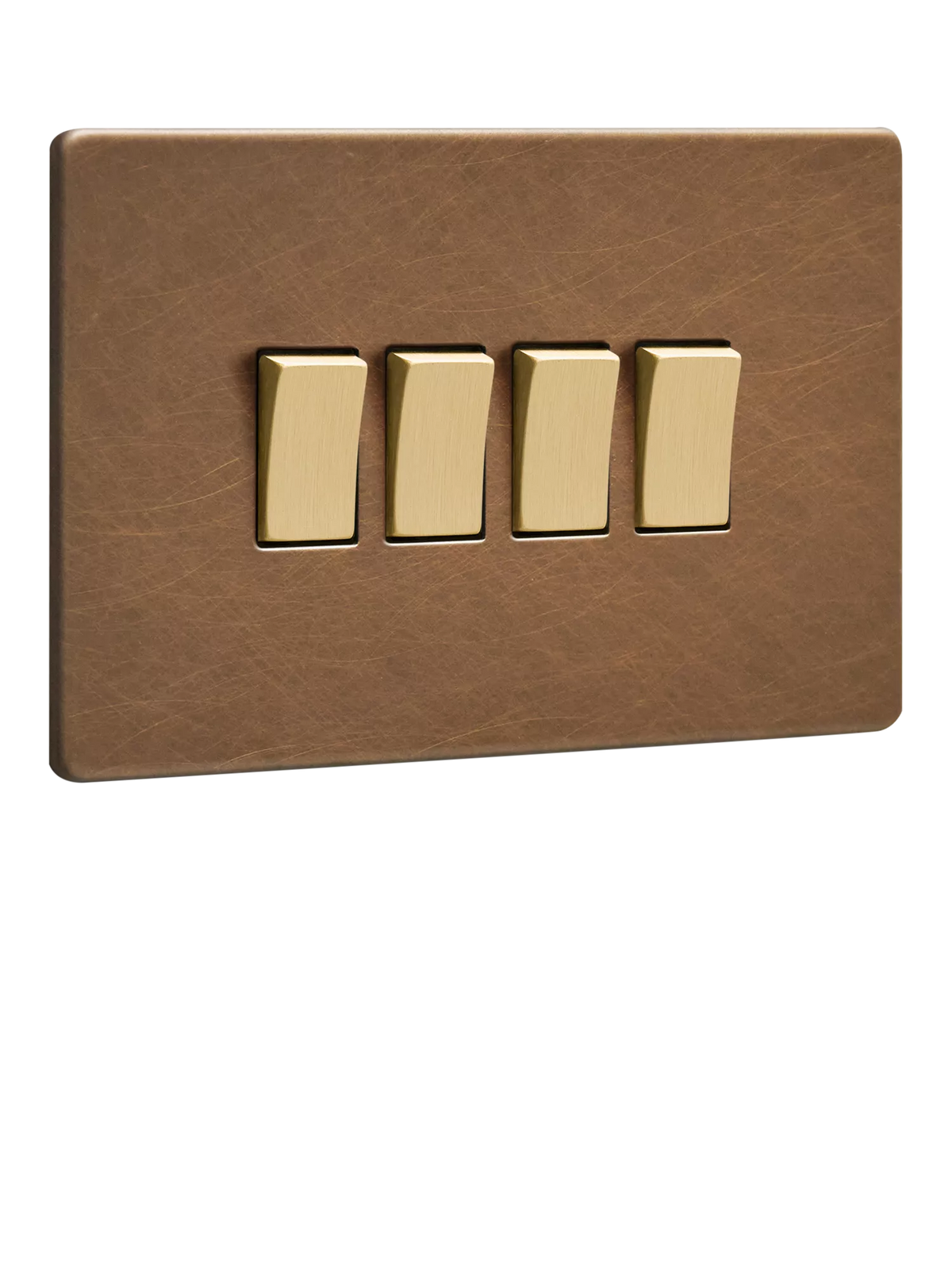 Dowsing & Reynolds antique brass quadruple rocker switch - British product