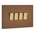 Dowsing & Reynolds antique brass quadruple rocker switch - British product