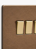 Dowsing & Reynolds antique brass quadruple rocker switch - British product