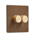 Dowsing & Reynolds antique brass double dimmer switch - British product